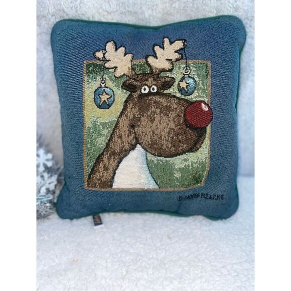 Adorable Christmas Rudolph the Reindeer Multi-Color Accent Throw Pillow-EUC - Picture 2 of 5
